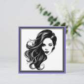 白黒の女性ポートレートグリーティングカード カード (スタンド正面)