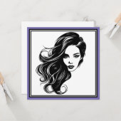 白黒の女性ポートレートグリーティングカード カード (正面/裏面インサイチュ)