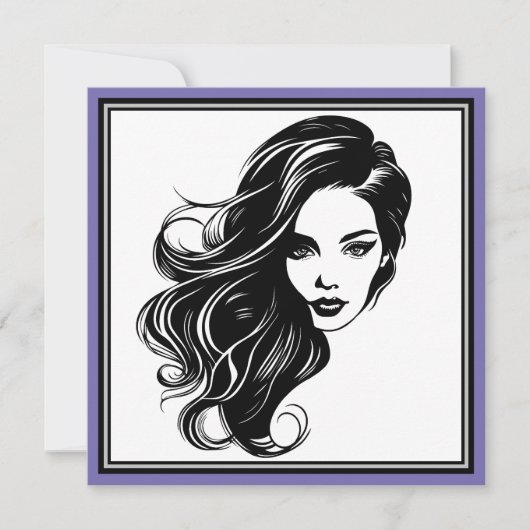 白黒の女性ポートレートグリーティングカード カード (正面)