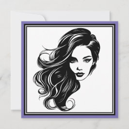 白黒の女性ポートレートグリーティングカード カード