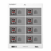 白黒の子犬と赤いボウタイ住所 シール (フルシート)