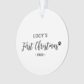 白黒の子犬の初めてのクリスマス写真 オーナメント (正面)