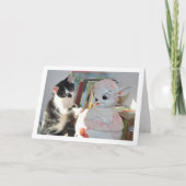 白黒の子猫と中国 カード (正面)