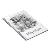 白黒の子猫名前をカスタムする ノートブック (右側)