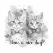 白黒の子猫素敵な一日を過ごす シール (正面)