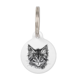 白黒の子猫顔名番号電子メール返信 ペット ネームタグ