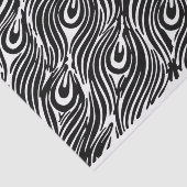 白黒の孔雀の羽毛パターン 薄葉紙 (詳細)