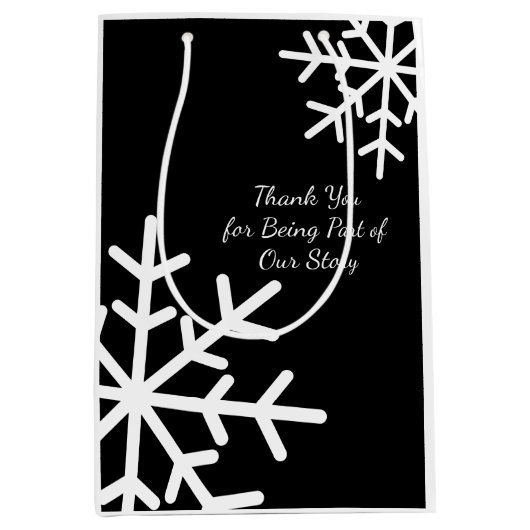 白黒の季節限定モットー会社のロゴ名 ミディアムペーパーバッグ (正面)