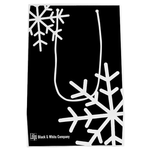 白黒の季節限定モットー会社のロゴ名 ミディアムペーパーバッグ (裏面)