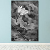 白黒の孤独な花 キャンバスプリント (インサイチュ (ウッドフロア))