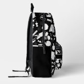 白黒の学校用品のパターン プリントバックパック (左)