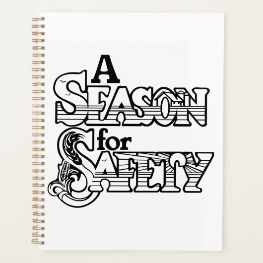 白黒の安全の時期やる気を起こさせる プランナー手帳 (正面)