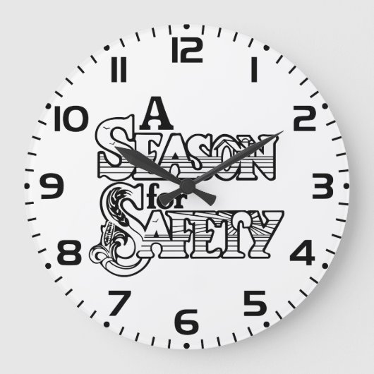 白黒の安全の時期やる気を起こさせる ラージ壁時計 (正面)