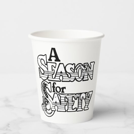 白黒の安全の時期やる気を起こさせる 紙コップ (正面)