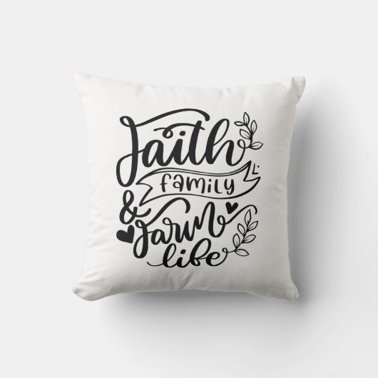 白黒の宗教的信仰引用文 クッション (正面)