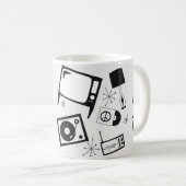 白黒の家庭デザイン コーヒーマグカップ (正面右)