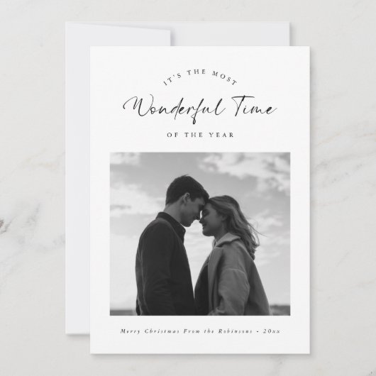 白黒の家族の写真が素敵な時間 シーズンカード (正面)