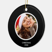 白黒の家族シンプル名モノグラムPHOTO セラミックオーナメント (左)