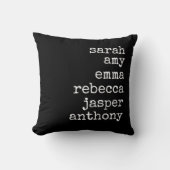 白黒の家族パーソナライズされた名モノグラム クッション (正面)