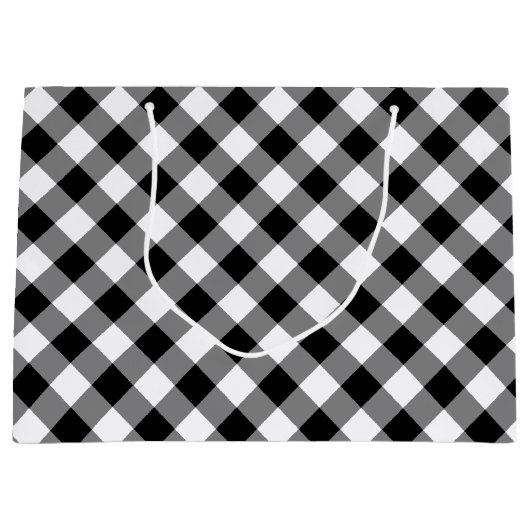 白黒の対角プレイド抱き枕 ラージペーパーバッグ (正面)