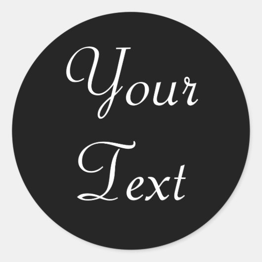 白黒の封筒用シールとカスタム文字 ラウンドシール (正面)