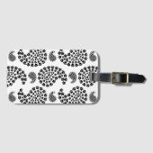 白黒の小さい前紙印刷ペイズリーパターン ラゲッジタグ (正面横)
