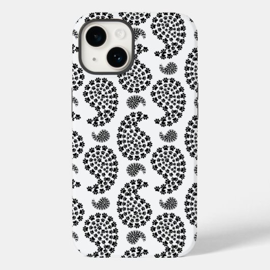 白黒の小さい前紙印刷ペイズリーパターン Case-Mate iPhoneケース (裏面)