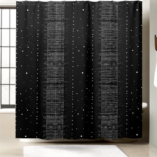 白黒の小さなパーティクルシャワーカーテン シャワーカーテン