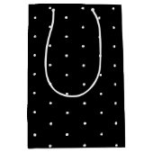 白黒の小さな水玉模様パターンギフト ミディアムペーパーバッグ (正面)