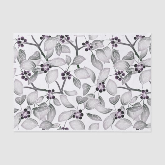 白黒の小さな葡萄と離れ 薄葉紙 (正面)