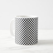 白黒の小サイズ水玉模様パターン コーヒーマグカップ (正面左)