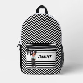 白黒の少女 プリントバックパック