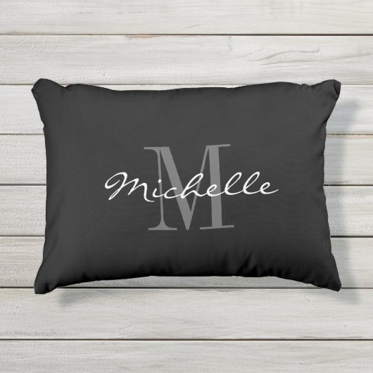 白黒の屋外アクセント枕 アウトドアクッション (正面)