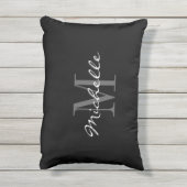 白黒の屋外アクセント枕 アウトドアクッション (裏面(縦))