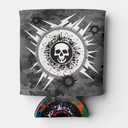 白黒の屋外カモフラージュ漁師ハンター 缶クーラー (正面)