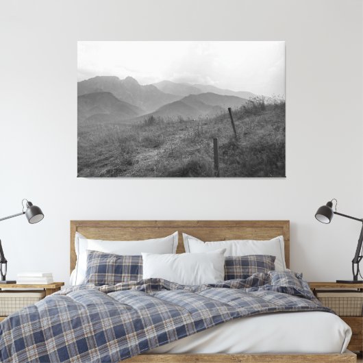 白黒の山のキャンバス。 キャンバスプリント (インサイチュ (寝室))