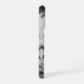 白黒の山の景観写真 iPhone 16ケース (右側面)