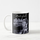 白黒の山の滝 コーヒーマグカップ (左)