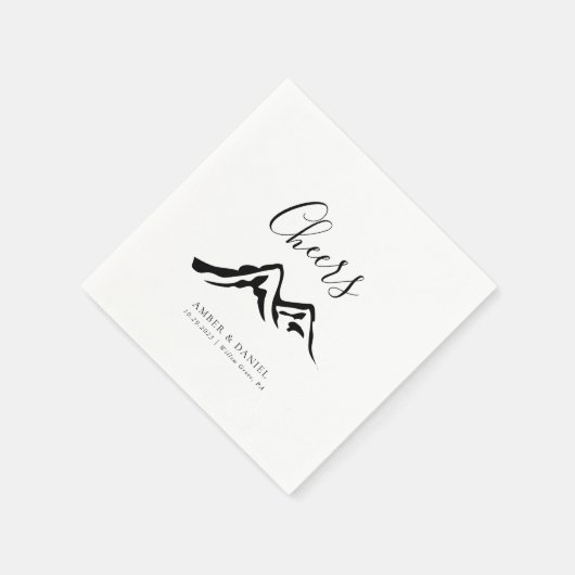 白黒の山の結婚応援 スタンダードカクテルナプキン (角)