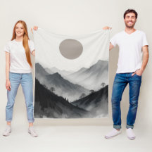 白黒の山の風景