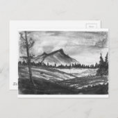 白黒の山の風景！ ポストカード (正面/裏面)
