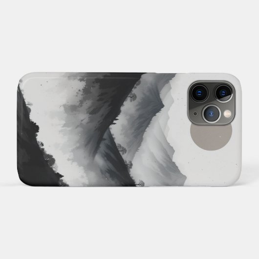 白黒の山の風景 Case-Mate iPhoneケース (裏面(横))