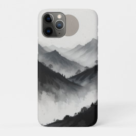 白黒の山の風景 iPhone 11 PROケース