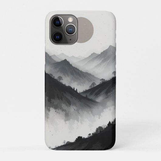 白黒の山の風景 Case-Mate iPhoneケース (裏)