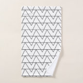 白黒の山形のパタストライプーン バスタオルセット (ハンドタオル)