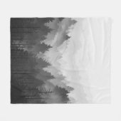 白黒の山林ランドスケープのミニマリスト フリースブランケット (正面(横))