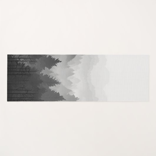 白黒の山林ランドスケープのミニマリスト ヨガマット (正面(横))