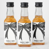 白黒の巨大モダンかわいい弓結婚式の引き出物 リキュールボトルラベル (ボトル)