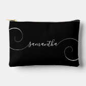 白黒の巻き線名 アクセサリーポーチ (正面)