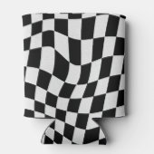 白黒の市松模様にレトロ結婚式の引き出物 缶クーラー (裏面)